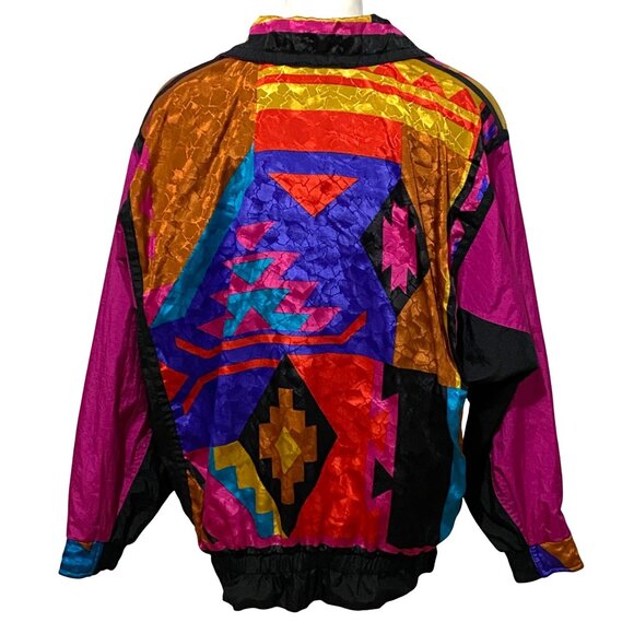 Vintage 80s WinterSet Womens Track Jacket S Art to Wear Parachute Neon Kidcore - Picture 3 of 6